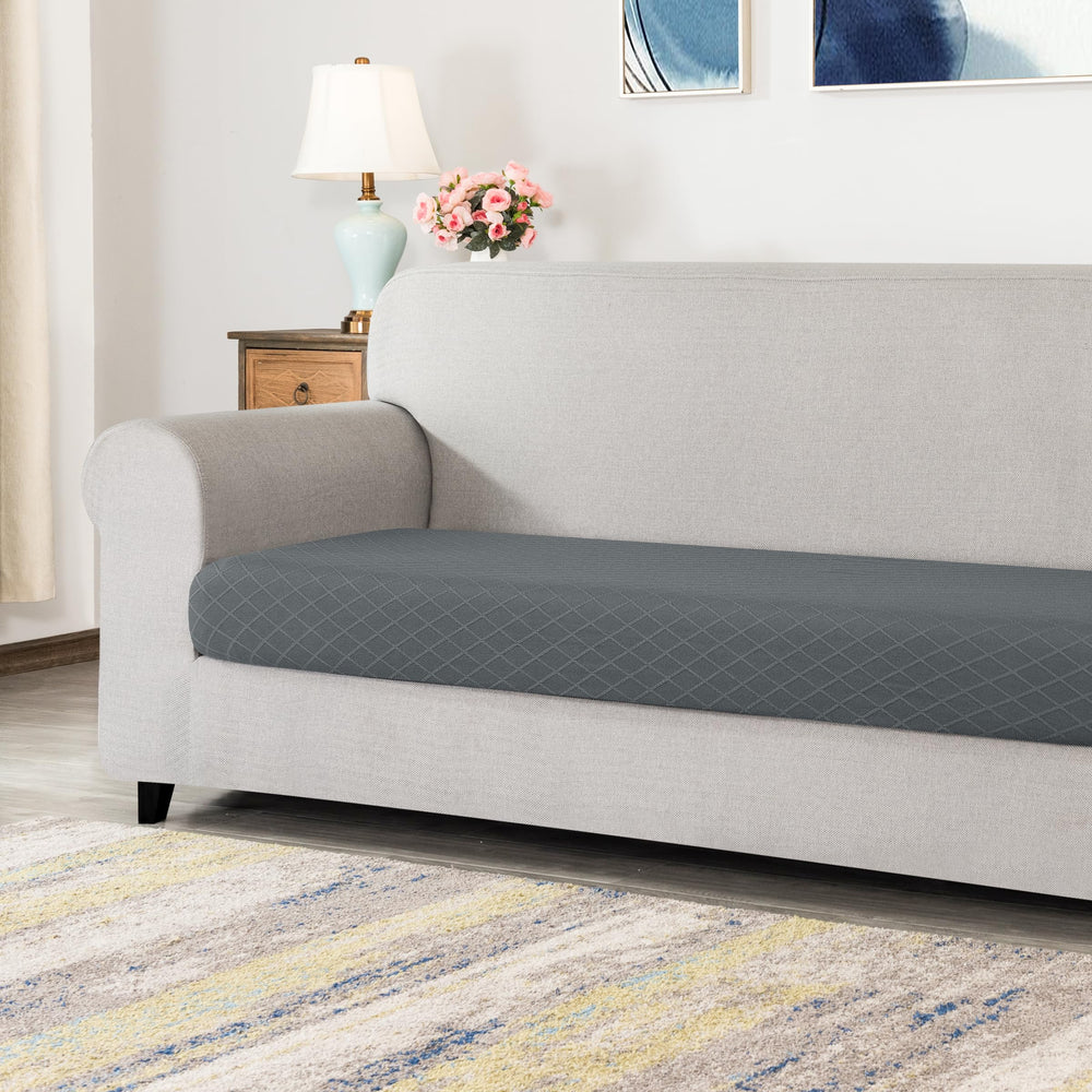 Stretch Couch Cushion Covers, RV Seat Cushion Covers, Individual Replacement Sofa Cushion Covers, Soft Chair Sofa Seat Cushion Slipcover with Elastic Bottom Jacquard Fabric (Large, Light Gray)