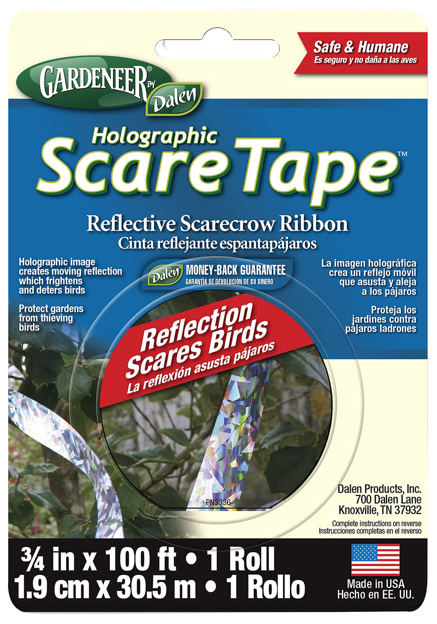 Gardeneer Holographic Scare Tape Reflective Scarecrow Ribbon 3/4 x 100' (1 Roll)