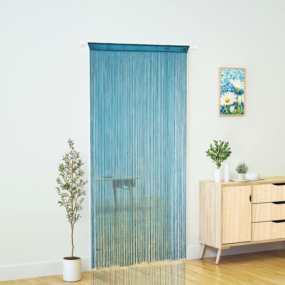 Doorway String Curtain Door Curtains,Boho Hippie Hanging Patio Room Decor Bedroom Wall Window Closet Kitchen Living Room Fringe Macrame Divider Panel Laundry Room Tapestry (Teal Blue, 100 x 200 cm)