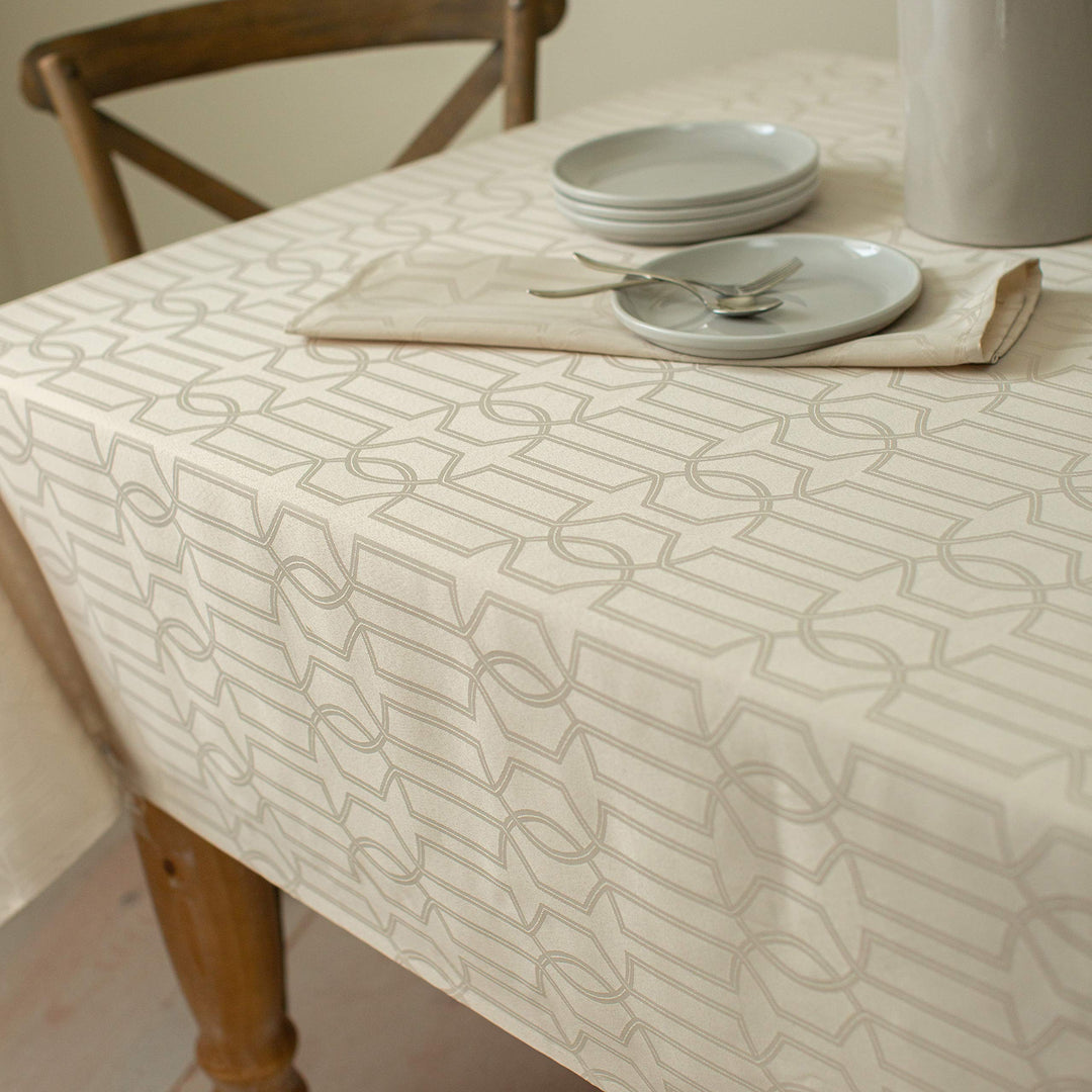 Orelle SPILLPROOF Jacquard Tablecloth, 60 in x 120 in, Cream
