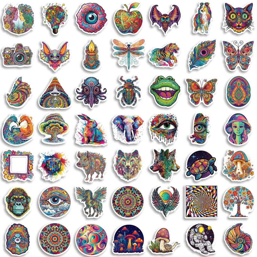 100Pcs Hippie Stickers for Adults, Peace Love Stickers Vinyl Waterproof Stickers for HydroFlask Water Bottle Laptop Computer Skateboard