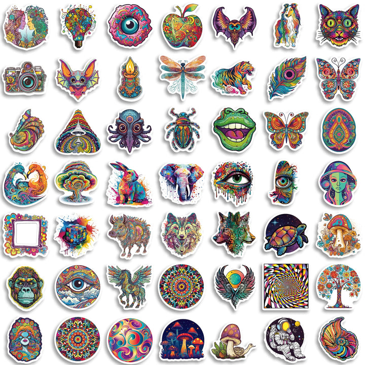 100Pcs Hippie Stickers for Adults, Peace Love Stickers Vinyl Waterproof Stickers for HydroFlask Water Bottle Laptop Computer Skateboard