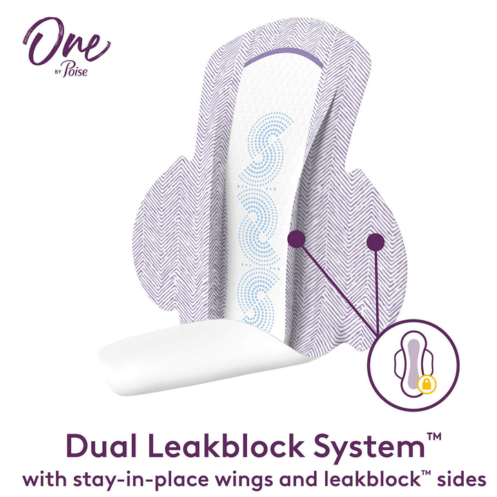 One by Poise Feminine Pads with Wings (2-in-1 Period &a