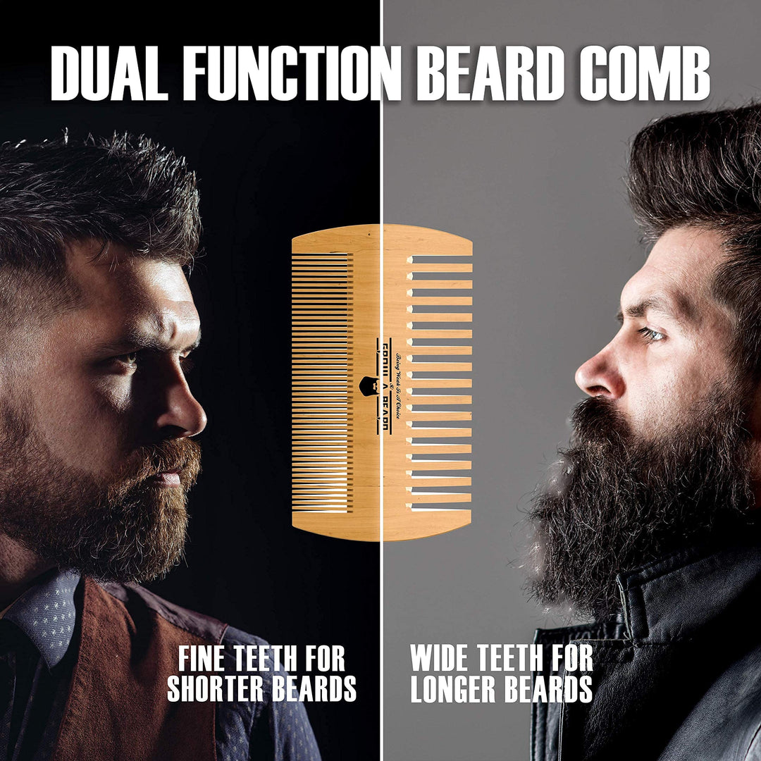 Beard Brush For Men &amp; Beard Comb Set w/Mustache Scissors Grooming Kit, Natural Boar Bristle Brush, Dual Action Wood Comb, And Travel Bag Great For Christmas Gift