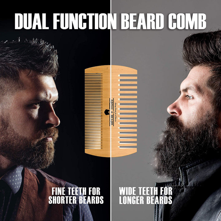 Beard Brush For Men &amp; Beard Comb Set w/Mustache Scissors Grooming Kit, Natural Boar Bristle Brush, Dual Action Wood Comb, And Travel Bag Great For Christmas Gift
