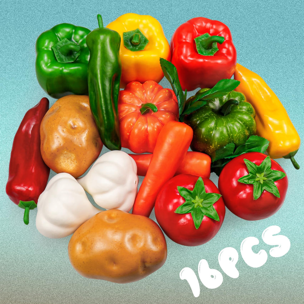 16 Pieces/Set Artificial Vegetables Simulation Vegetables Decoration Kitchen Home Decor Realistic Fake Vegetables Decor Set Photo Props