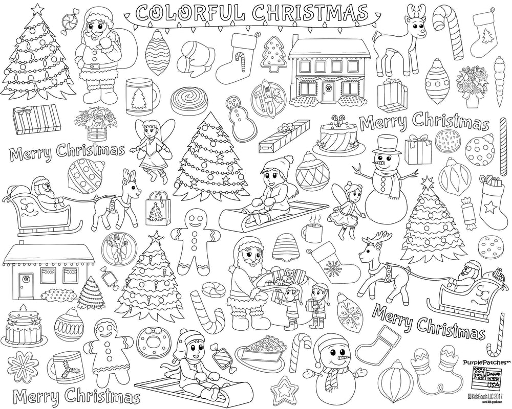 Coloring Paper Table Cover - Colorful Christmas. Fun Activity Colorable Tablecover/Tablecloth with Christmas Holiday Theme for Christmas Dinners & Decorations and Kids Christmas Parties