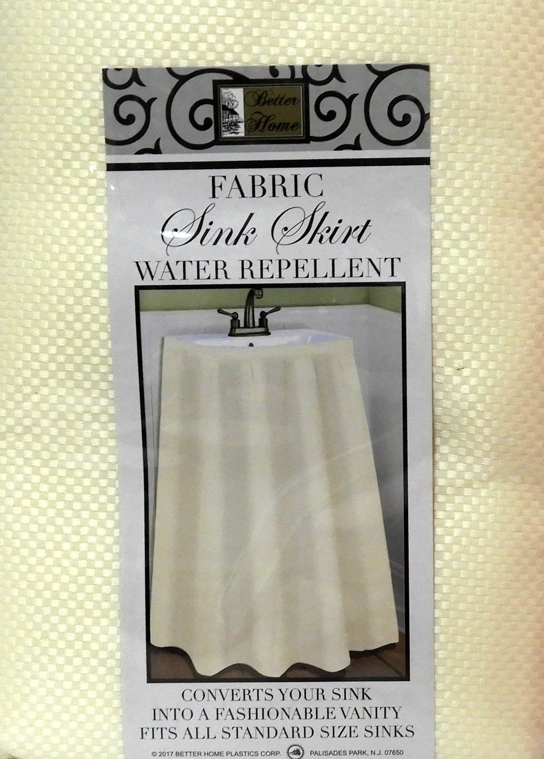 Fabric Sink Skirt Mosaic Stitch Ivory