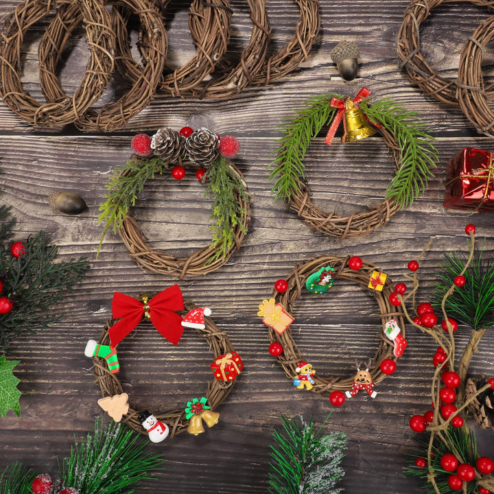 16 Pieces 3 Inch Grapevine Wreaths Vine Branch Wreath Christmas Rattan Wreath Garland Decoration for Christmas Holiday Craft or Wedding Supplies