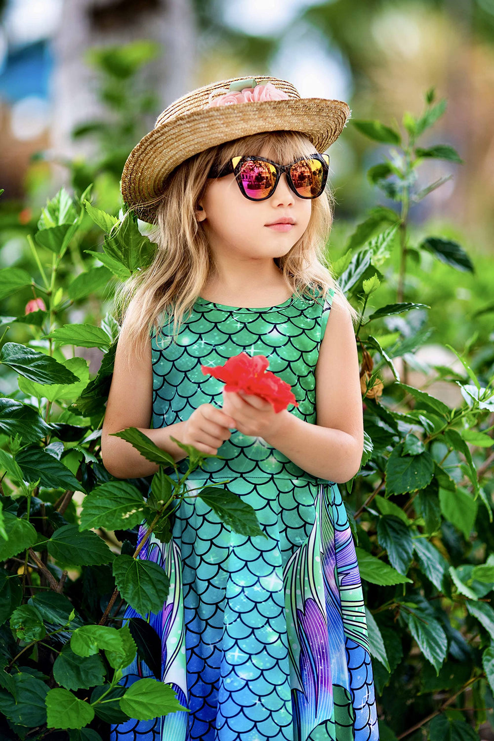 Funnycokid Girls Mermaid Dress Summer Sundress Kids Bir