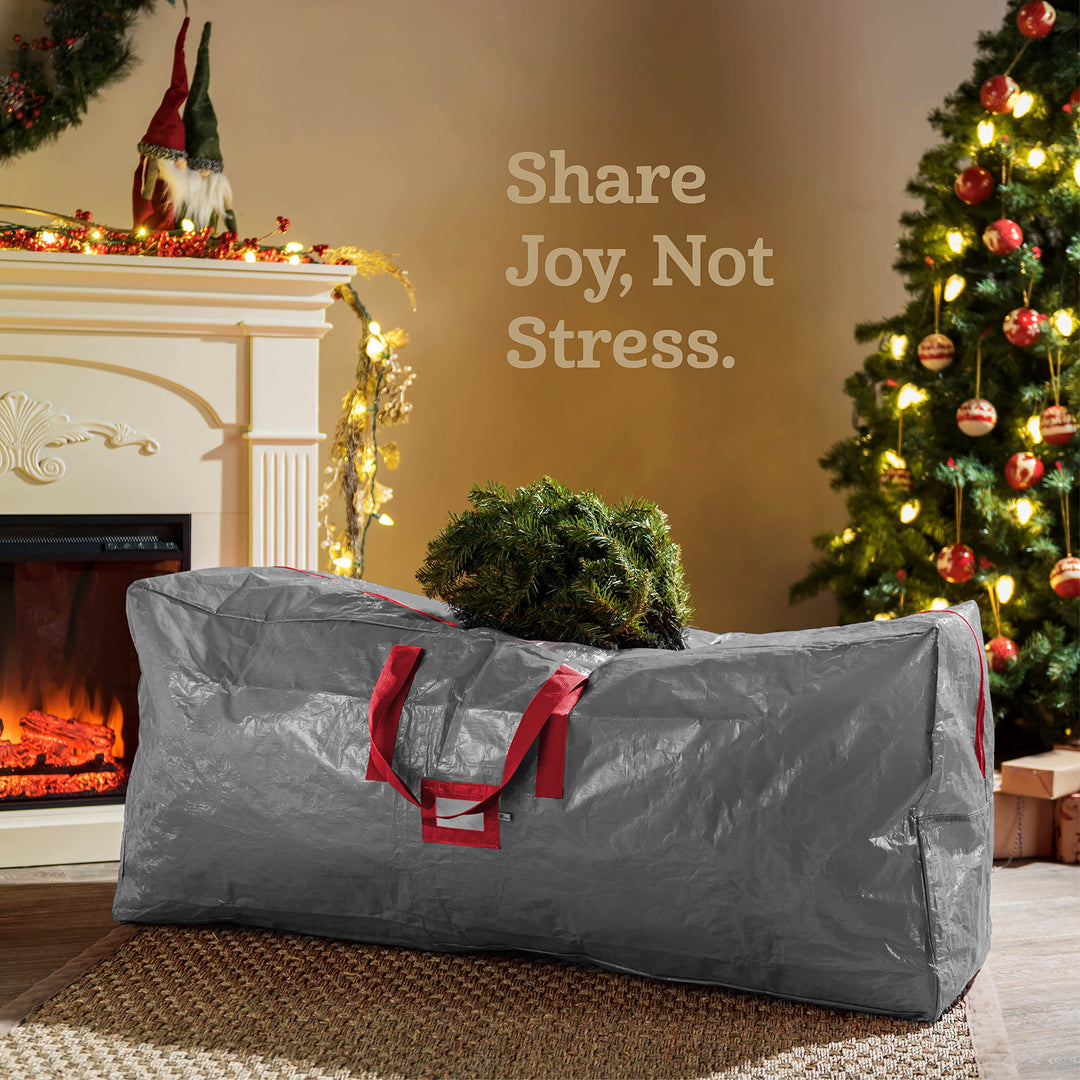 Christmas Tree Storage Bag - Fits 7.5 Ft Artificial Trees - Waterproof Christmas Tree Bag - Strong, Durable Handles - Labeling Card Slot - Red