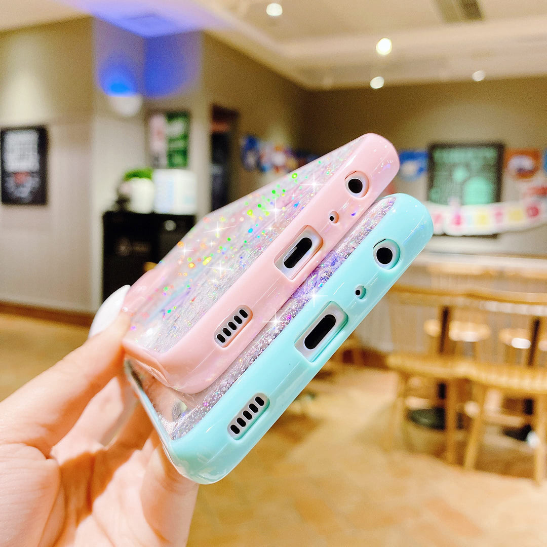 Compatible with Samsung Galaxy A52 4G/5G Case for Girls,Soft Slim Fit Full-Around Protective Cute Clear Sparkly Bling Star Butterfly Pattern Phone Case Glitter Cover for Samsung Galaxy A52 -Purple