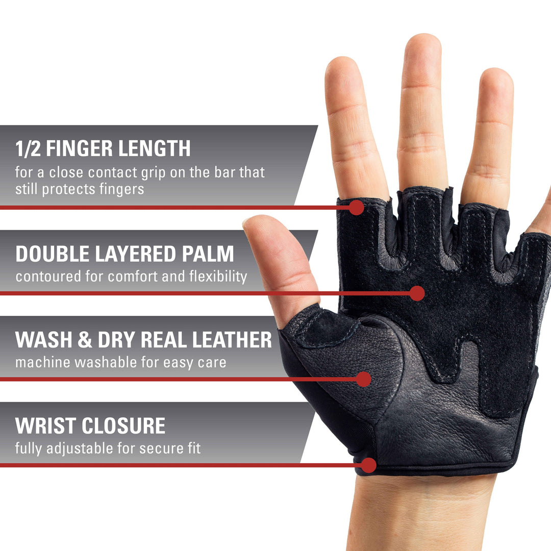 Women&#39;s Pro Gloves with Vented Cushioned Leather Palm for Weightlifting, Training, Fitness, and Gym Workouts Small