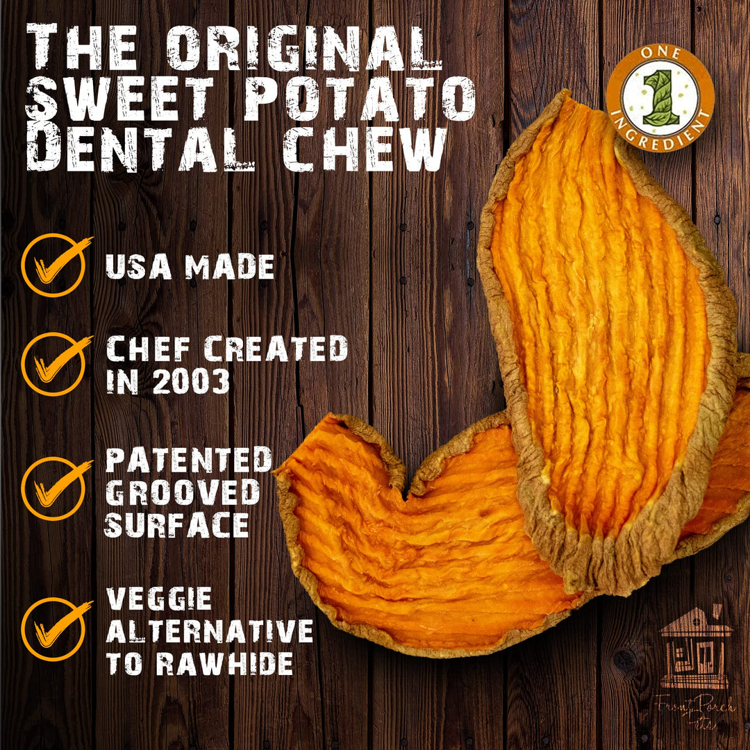 Sam&#39;s Yams Sweet Potato Dog Treats, Healthy Dog Treats for Small, Medium, and Large Breed Dogs - Made in USA, High Fiber, Vegan Dental Chews - Veggie Rawhide, Sweet Potato Dog Chewz, 14oz(Pack of 3)