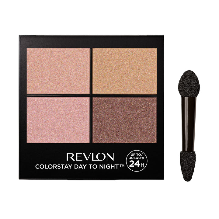Revlon ColorStay 16 Hour Eyeshadow Quad with Dual-Ended Applicator Brush, Longwear, Intense Color Smooth Eye Makeup for Day &amp; Night, Decadent (505), 0.16 oz