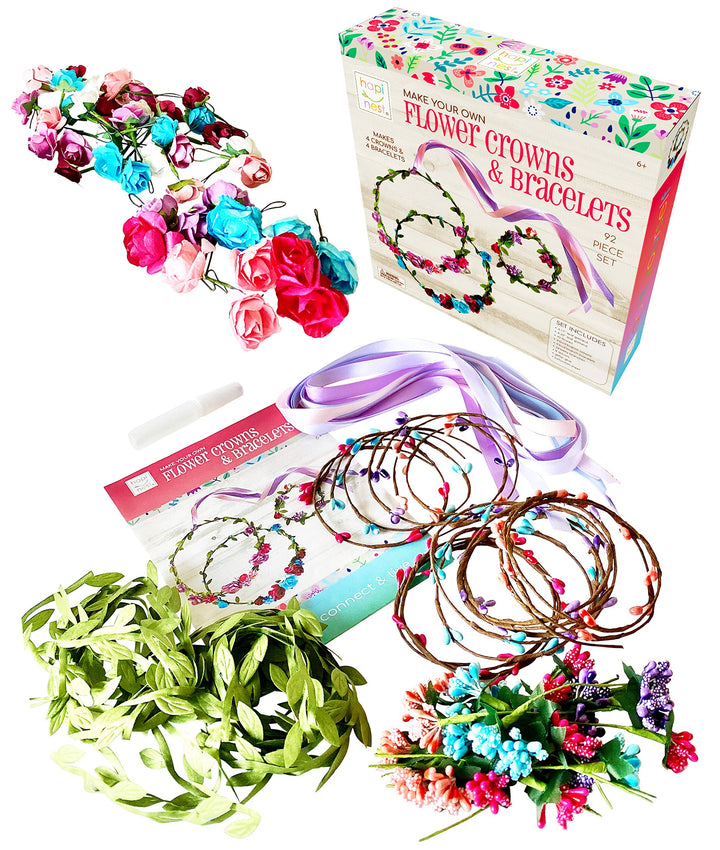 Make Your Own Flower Crown Kit &amp; Bracelet Craft Kit, DIY Flower Crown Making Kit Headband Making Kit Perfect Birthday Gifts, Arts and Crafts for Girls &amp; Boys Ages 6 7 8 9 10 Years Old &amp; Up
