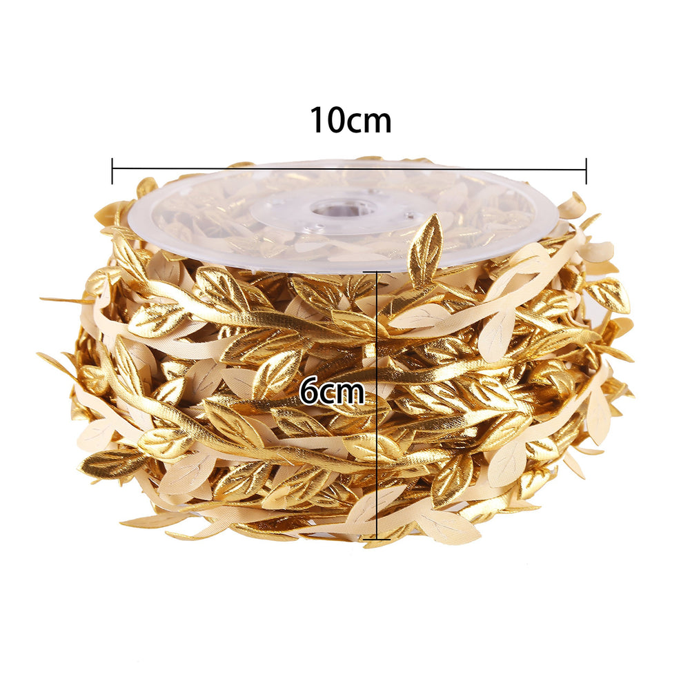 DECORA 36 Yards Artificial Gold Leaf Ribbon Trim for Wr