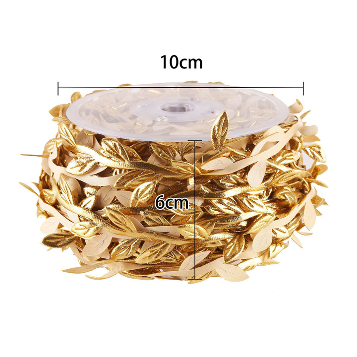 DECORA 36 Yards Artificial Gold Leaf Ribbon Trim for Wr