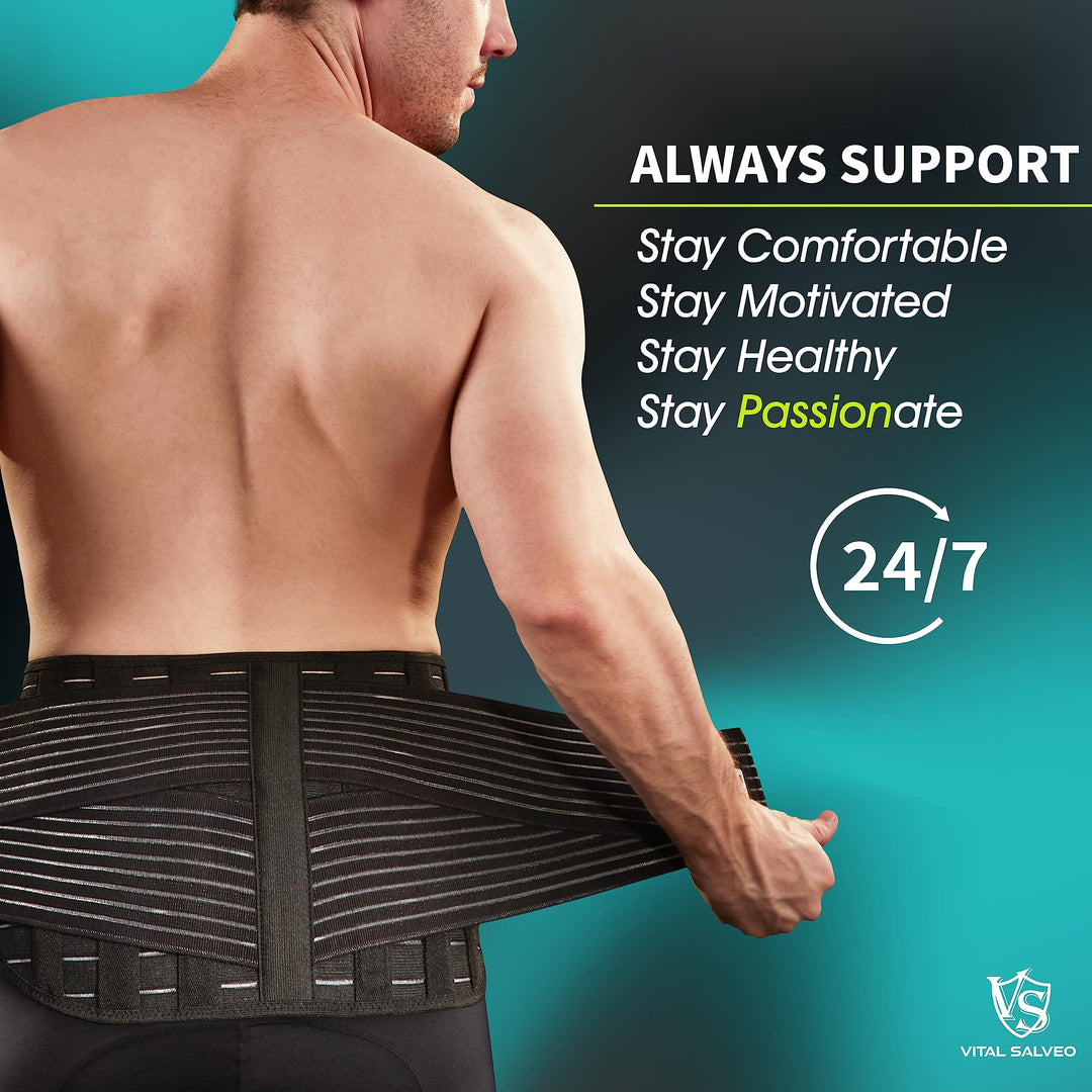 Medium(Below 27) : Vital Salveo-Adjustable Germanium and Bamboo Charcoal Lower Back Support Relieve Back Pain, Sciatica C-Fit (Medium)