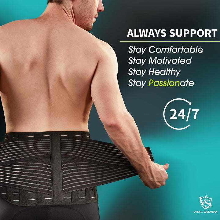 Medium(Below 27) : Vital Salveo-Adjustable Germanium and Bamboo Charcoal Lower Back Support Relieve Back Pain, Sciatica C-Fit (Medium)