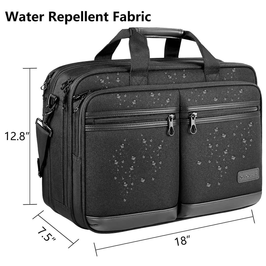 Laptop Bag Stylish Laptop Briefcase Fits Up to 17.3 Inch Expandable Water-Repellent Shoulder Messenger Bag Computer Bag with RFID Pockets for Business/Travel/School/College/Men/Women-Black