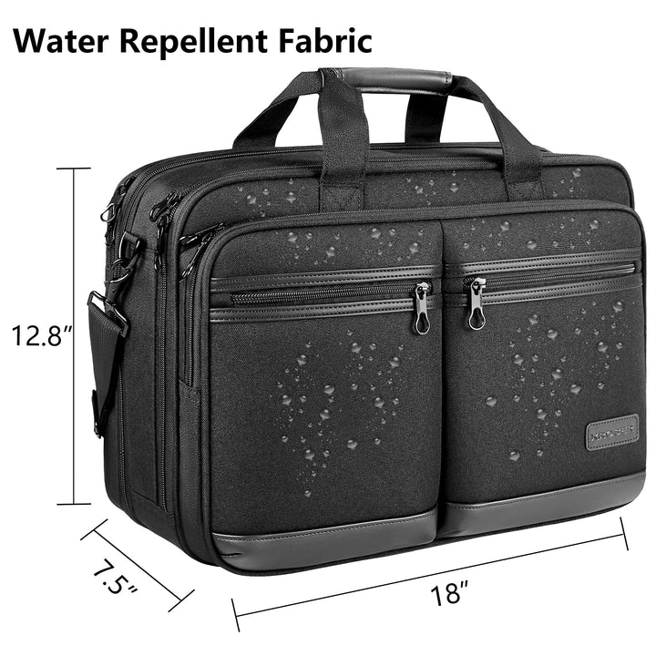 Laptop Bag Stylish Laptop Briefcase Fits Up to 17.3 Inch Expandable Water-Repellent Shoulder Messenger Bag Computer Bag with RFID Pockets for Business/Travel/School/College/Men/Women-Black