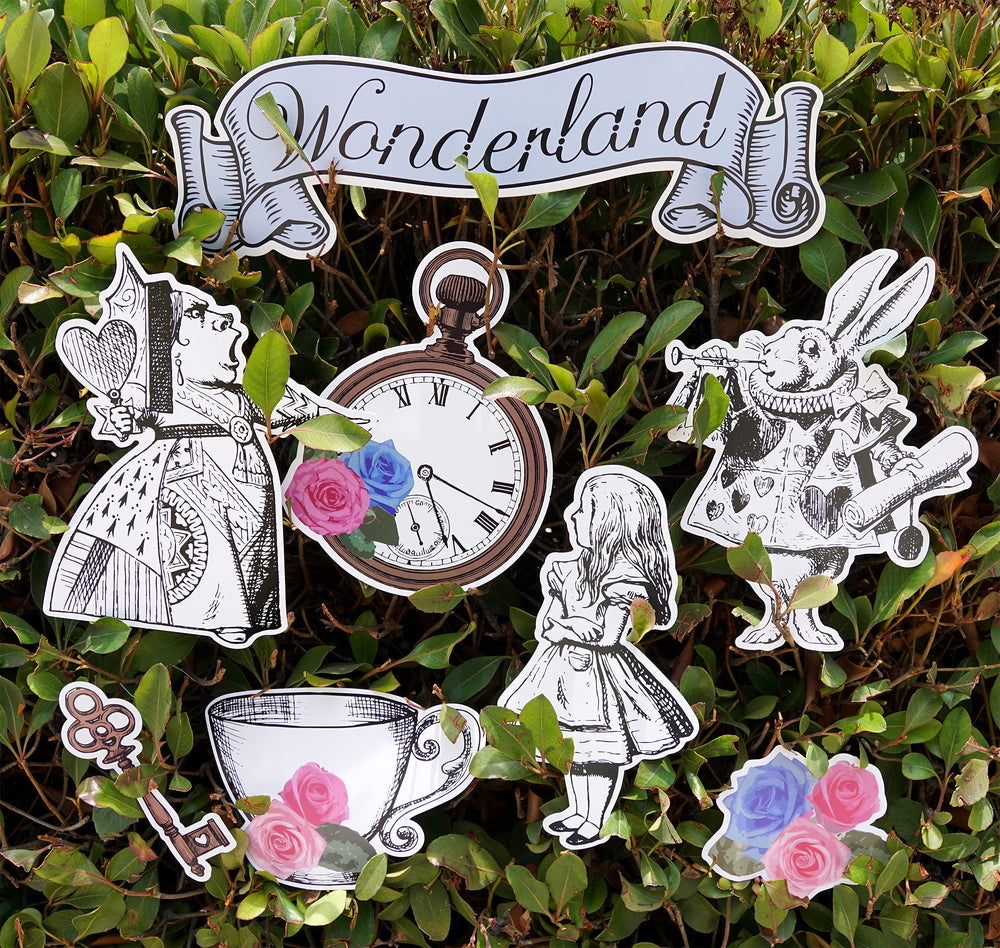 Vintage Alice in Wonderland Decoration Cutouts – Whimsical Party Decor for Birthdays, Baby Showers & Tea Parties