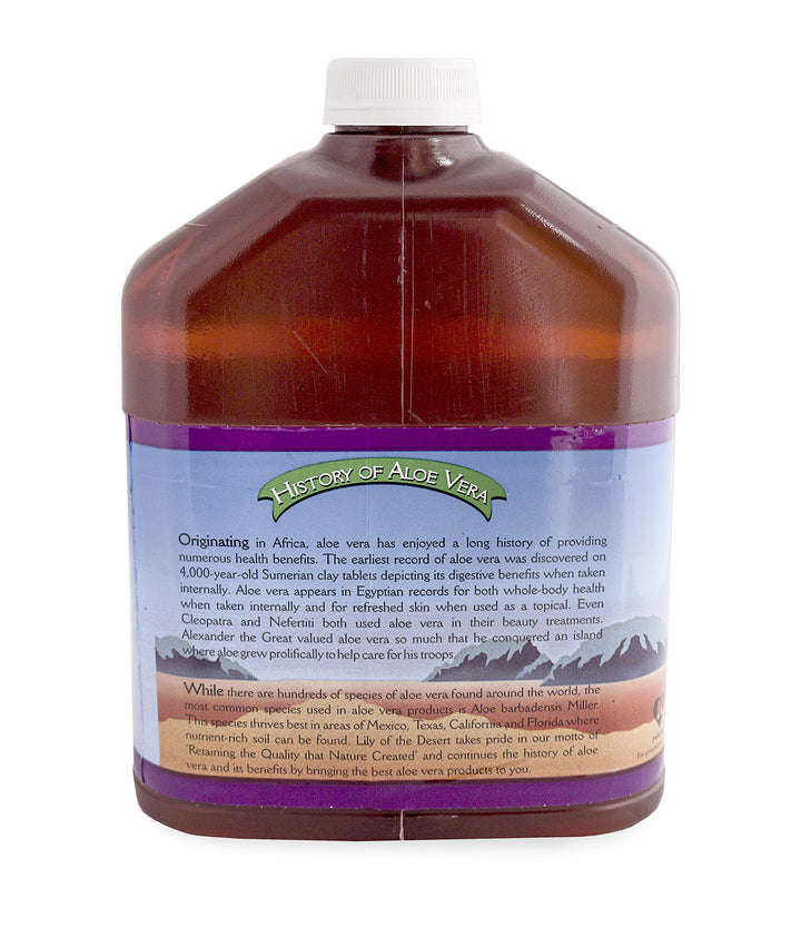Lily of the Desert Aloe Vera Juice - Organic, Preservative-Free Inner Fillet Aloe Vera Drink with Natural Digestive Enzymes for Gut Health, Stomach Relief, Wellness, Glowing Skin, 128 Fl Oz