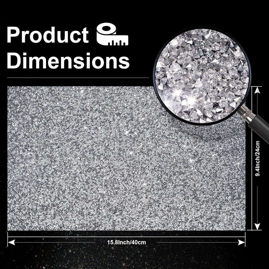 Bling Rhinestone Sticker DIY Home Decor Stickers Self-Adhesive Crystal Sheet Stickers for Cars &amp; Crafts Decoration(Silver,9.4 x 15.8)