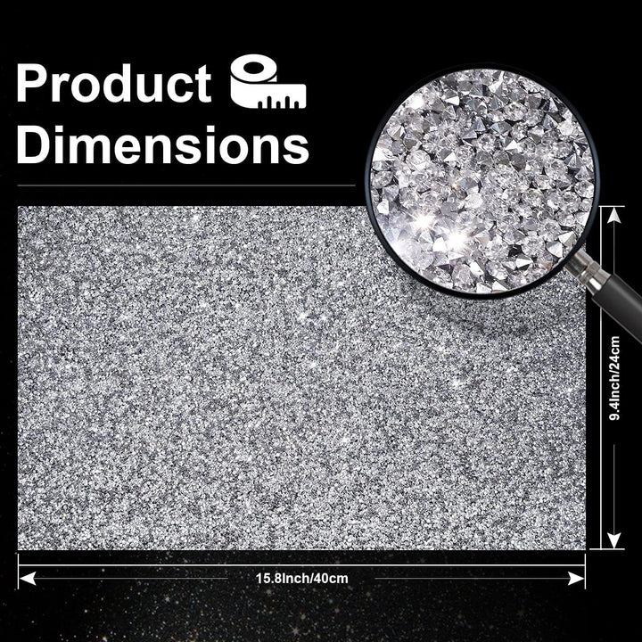 Bling Rhinestone Sticker DIY Home Decor Stickers Self-Adhesive Crystal Sheet Stickers for Cars &amp; Crafts Decoration(Silver,9.4 x 15.8)