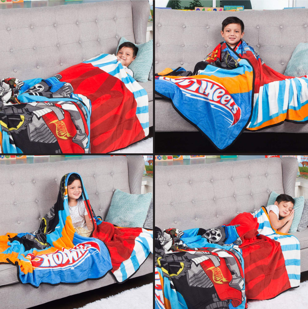 Kids Bedding Super Soft Plush Micro Raschel Blanket, 62 in x 90 in, Hot Wheels
