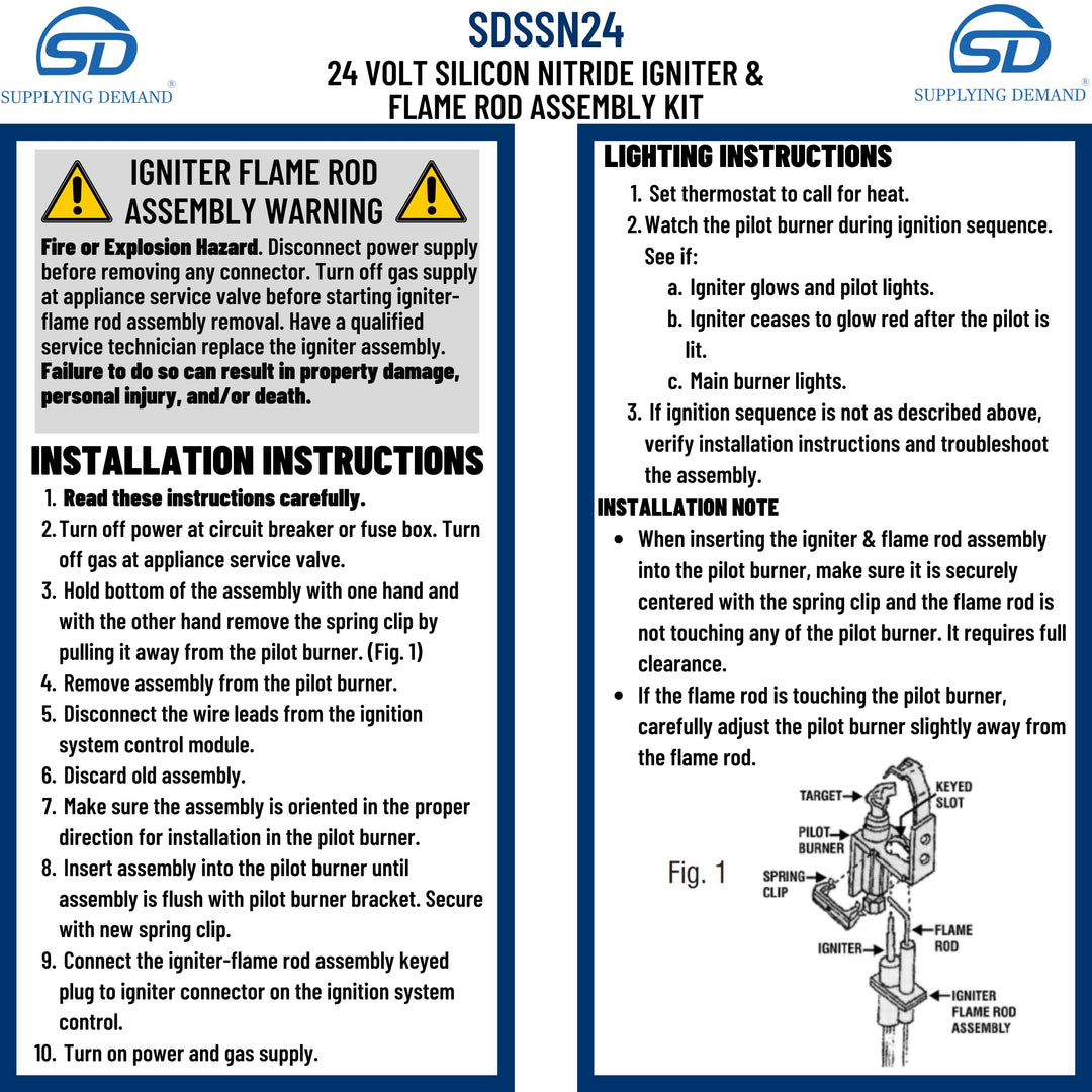 SSN24 2633222 Q3400A1024 Silicon Nitride Furnace Igniter Replacement