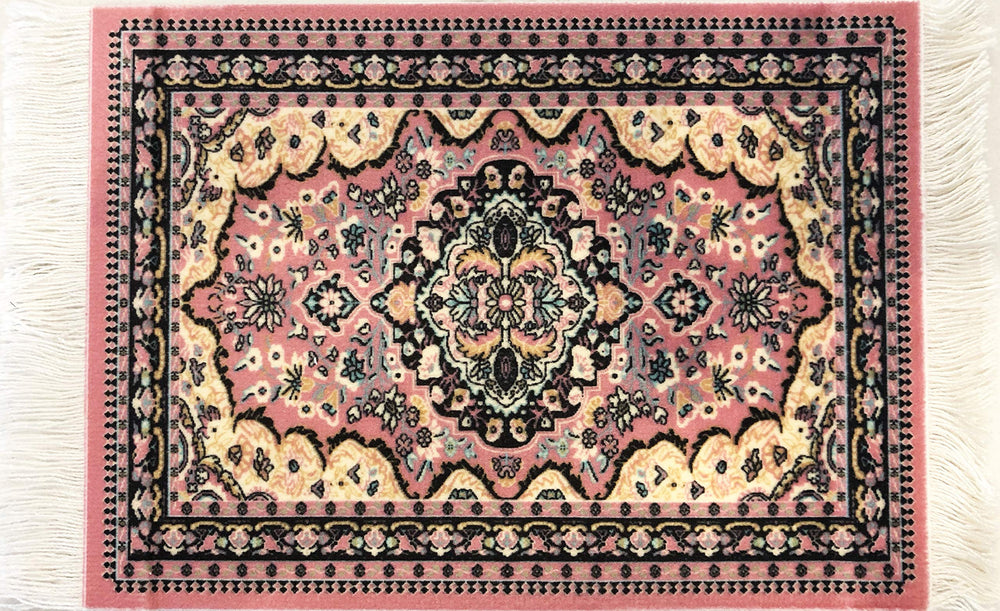 Rug Coasters, Set of 4 Turkish Carpet Style Table Drink mats, Absorbent Kitchen and Dining Accessories, Spill & drip Protection, Rectangular