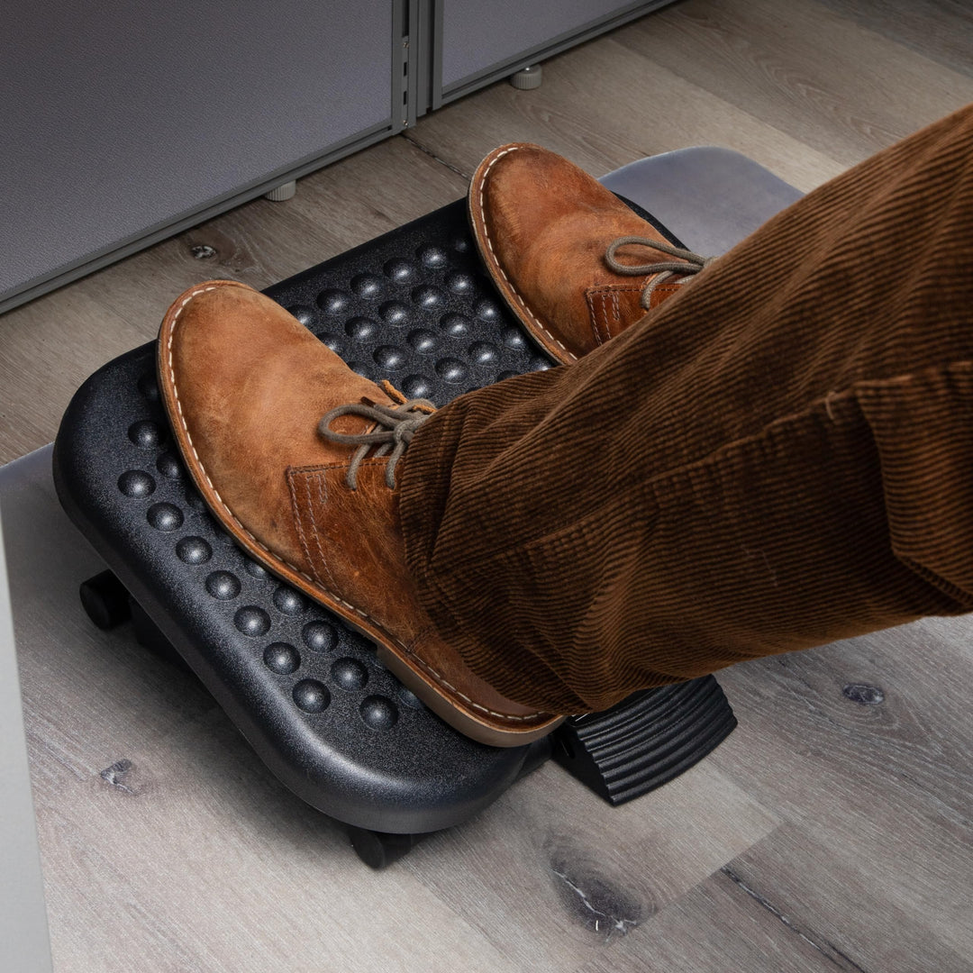 Mind Reader Foot Rest, Under Desk at Work, Ergonomic, Height Adjustable, Office, Plastic, 17L x 13W x 6.25H, Black