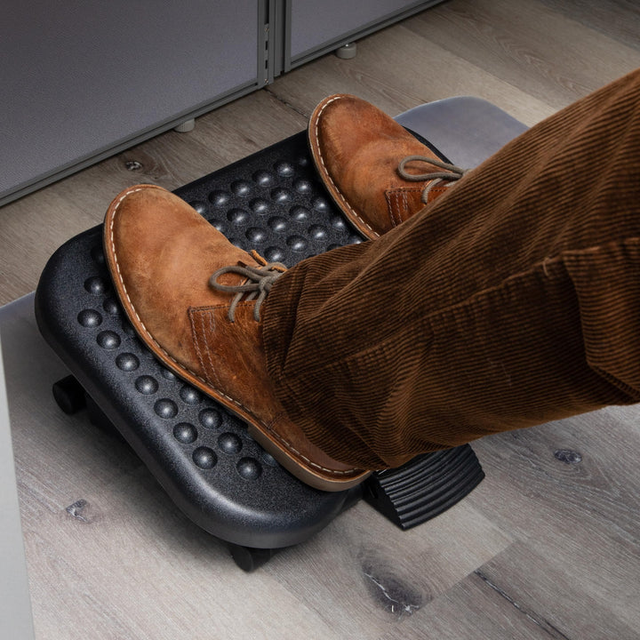 Mind Reader Foot Rest, Under Desk at Work, Ergonomic, Height Adjustable, Office, Plastic, 17L x 13W x 6.25H, Black