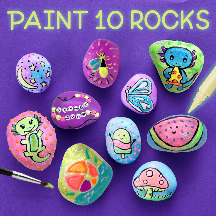 Glow in the Dark Rock Painting Kit: Crafts for Kids Ages 6-8+, Painting Rocks Arts and Crafts, Kids Gift