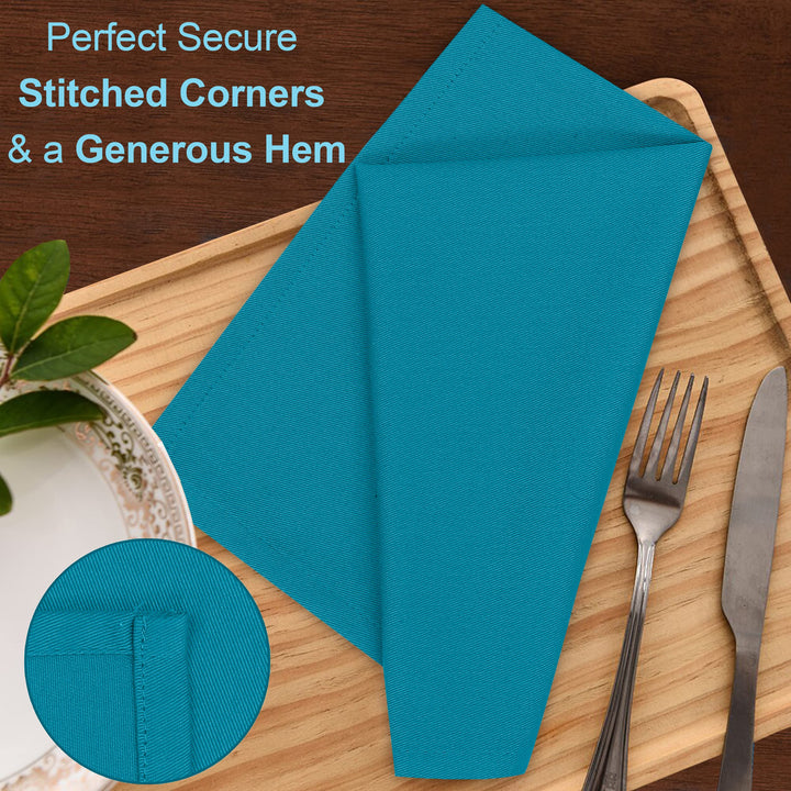Ruvanti Cloth Napkins Set of 12, 18x18 Inches Napkins Cloth Washable, Soft, Durable, Absorbent, Cotton Blend. Table Dinner Napkins Cloth for Hotel, Lunch, Restaurant, Weddings, Events, Parties - Teal