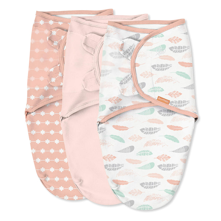 by Ingenuity Original Swaddle, 100% Cotton, Improves Sleep &amp; Calms Startle Reflex, 0-3 Months, 3-Pack - Coral Days