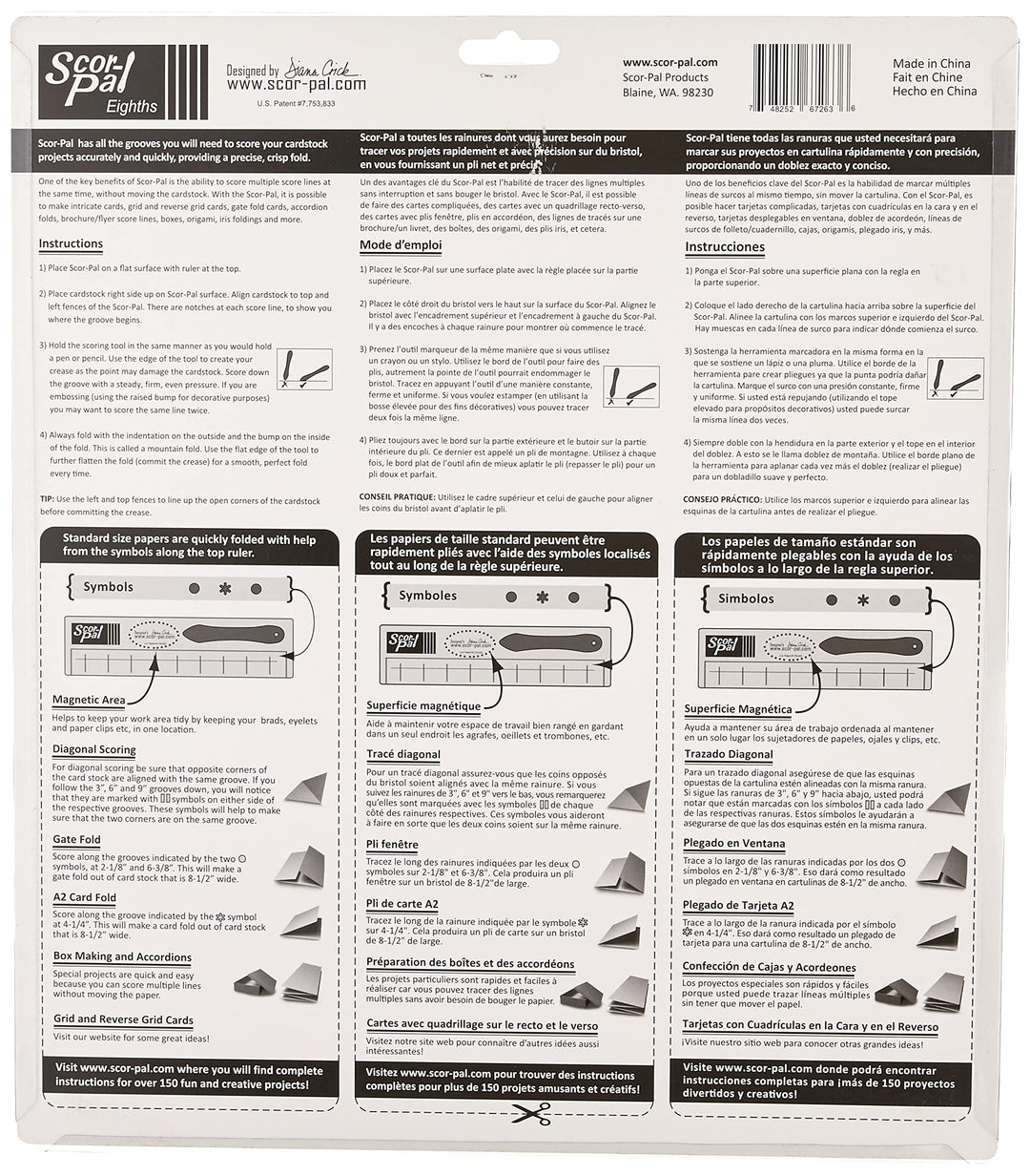 SP108 Eighths Measuring and Scoring Board, 12 by 12, 1/8 Space Grooves