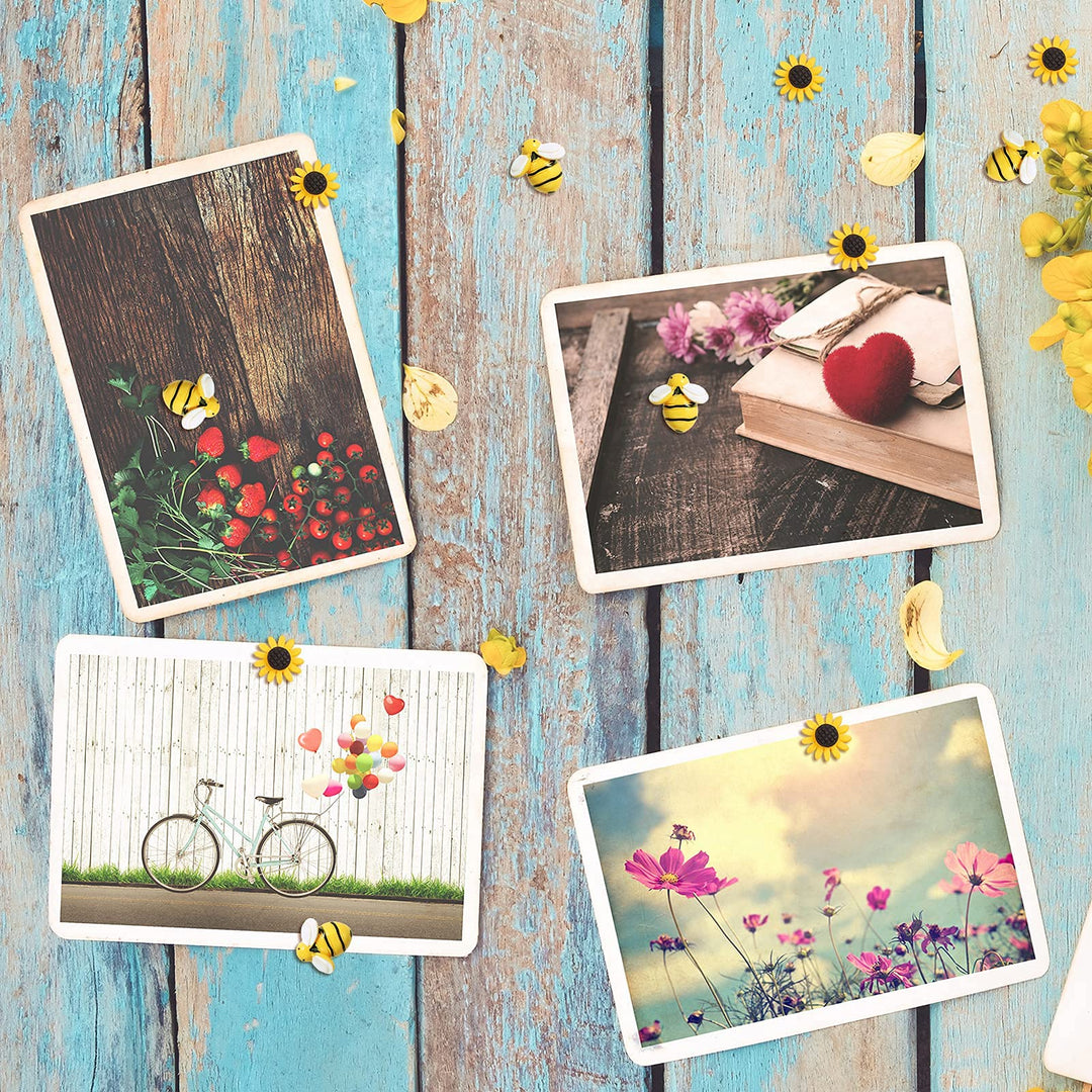 Sunflower Bee Push Pins, Thumb Tacks Decorative Push Pins Cork Board Pins for Bulletin Board Photos Wall Office Decorations Supplies
