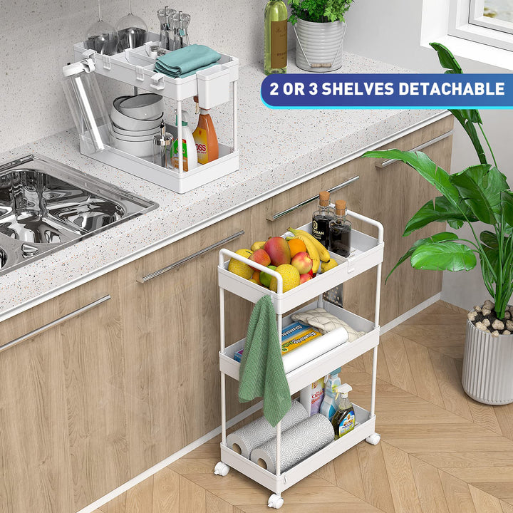 Ronlap Slim Storage Cart, 3 Tier Utility Rolling Cart w