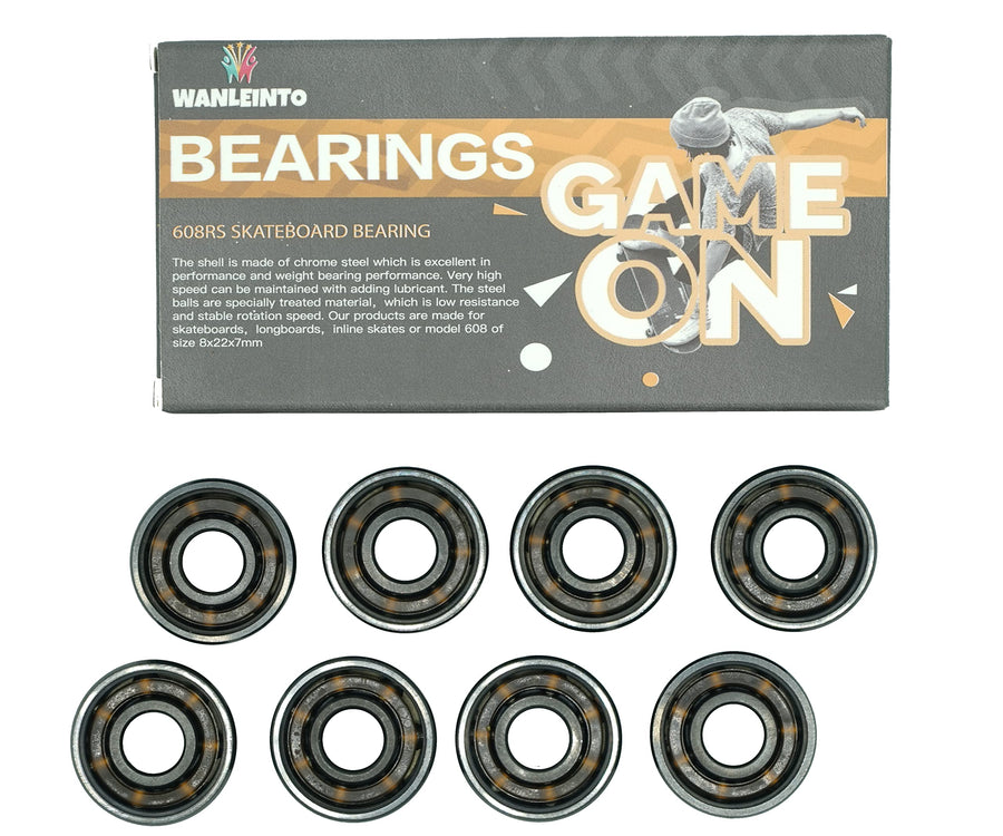 8 PCS Skateboard Bearings 608RS ABEC 11 High Speed Long Lasting Silky Smooth High Load Bearings for Skateboard Longboard Inline Roller Skates Speed Skate