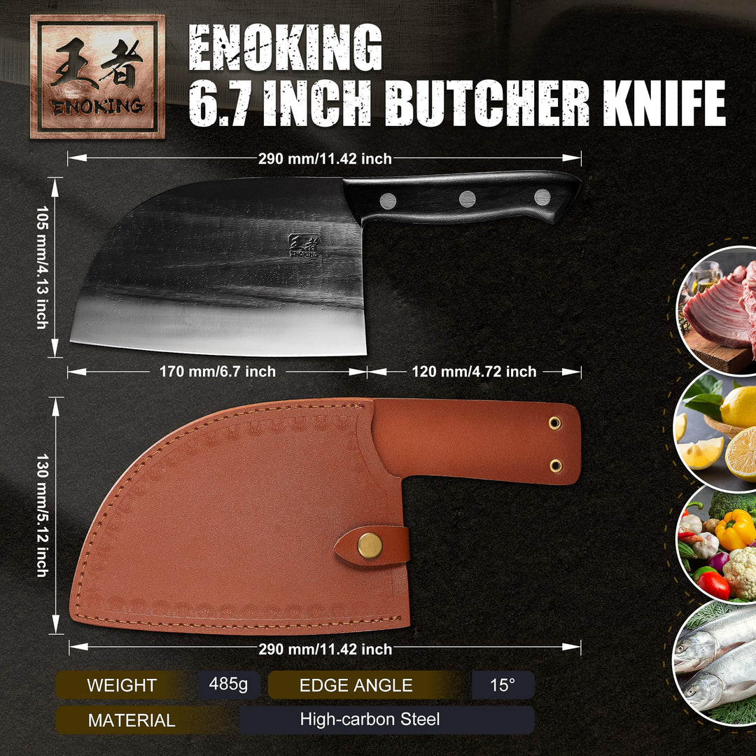 ENOKING Serbian Chef Knife 6.7 Inch, Handmade Professio