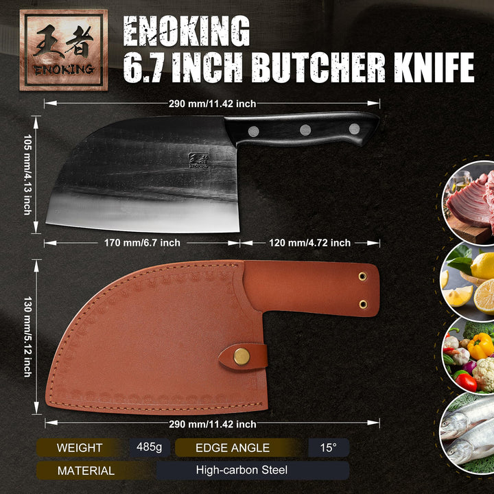 ENOKING Serbian Chef Knife 6.7 Inch, Handmade Professio