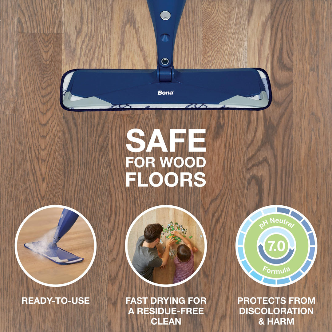 Bona Hardwood Floor Cleaner Spray Mop Cartridge - 34 fl oz - Unscented - Refillable - Residue-Free Floor Cleaning Solution for Bona Spray Mops for Wood Floors