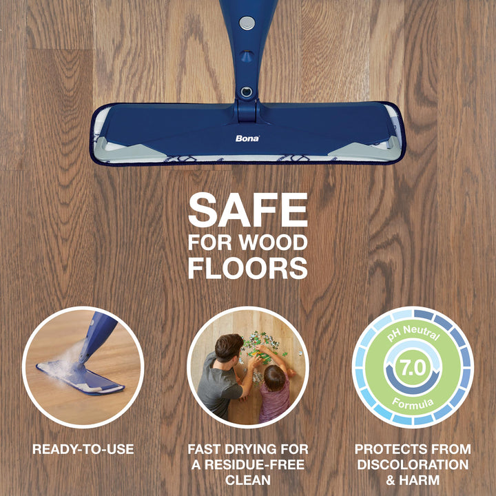 Bona Hardwood Floor Cleaner Spray Mop Cartridge - 34 fl oz - Unscented - Refillable - Residue-Free Floor Cleaning Solution for Bona Spray Mops for Wood Floors