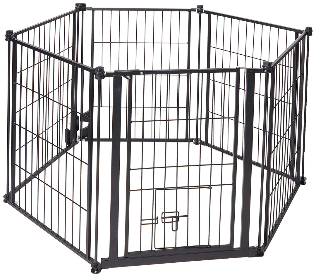 Outdoor Super Wide Pet Pen and Gate Black 28x144 Inch