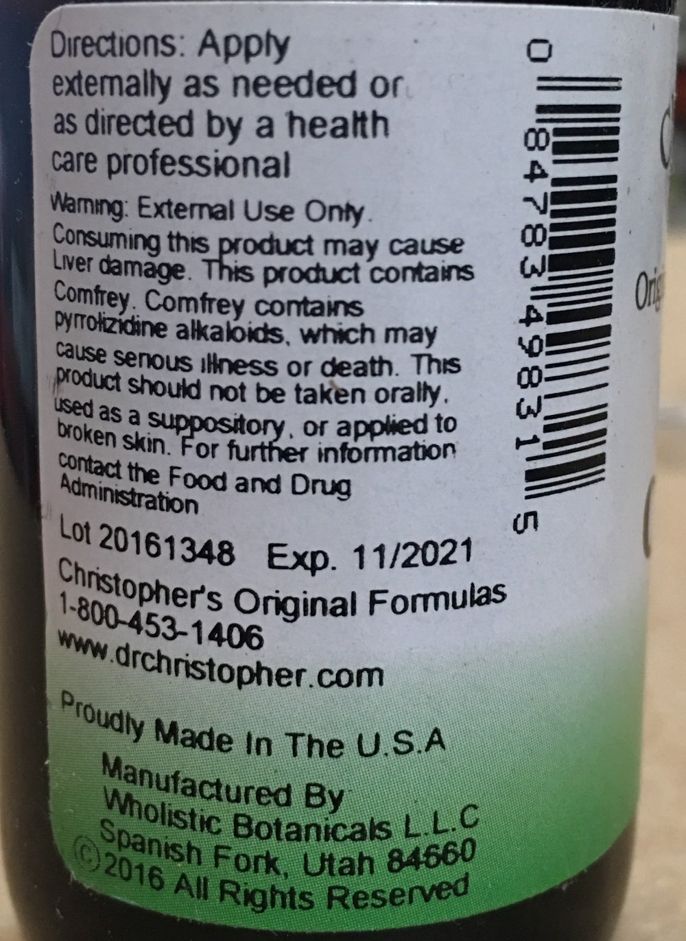 Dr. Christophers Formulas Comfrey Root Extract