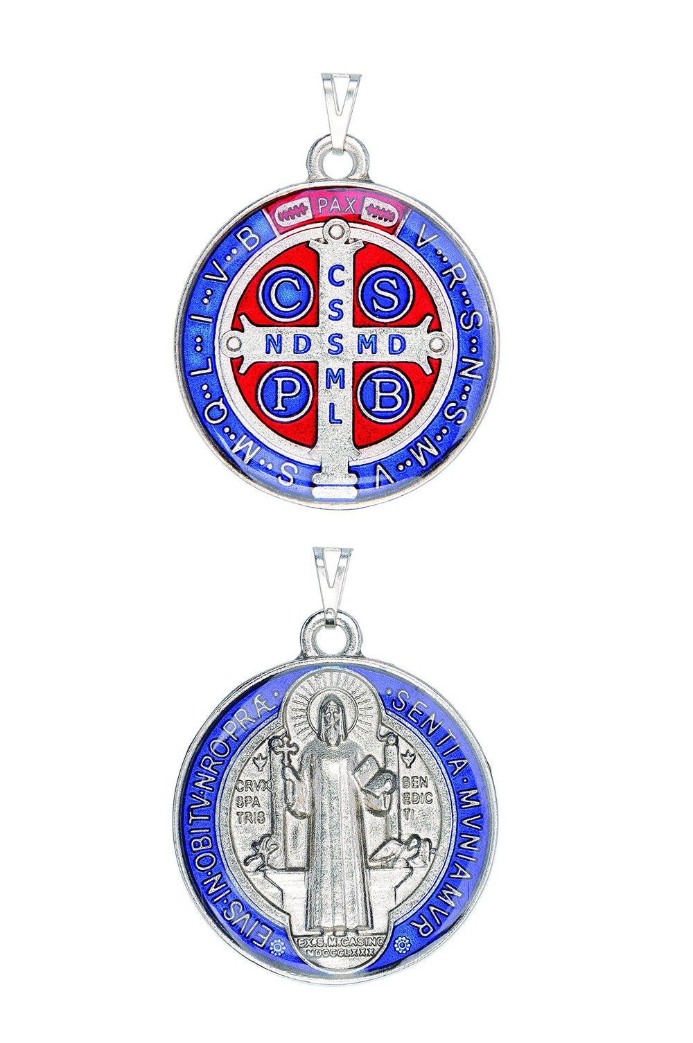 Saint Benedict Color Medal (Silver - Large 1-1/4 Inches)