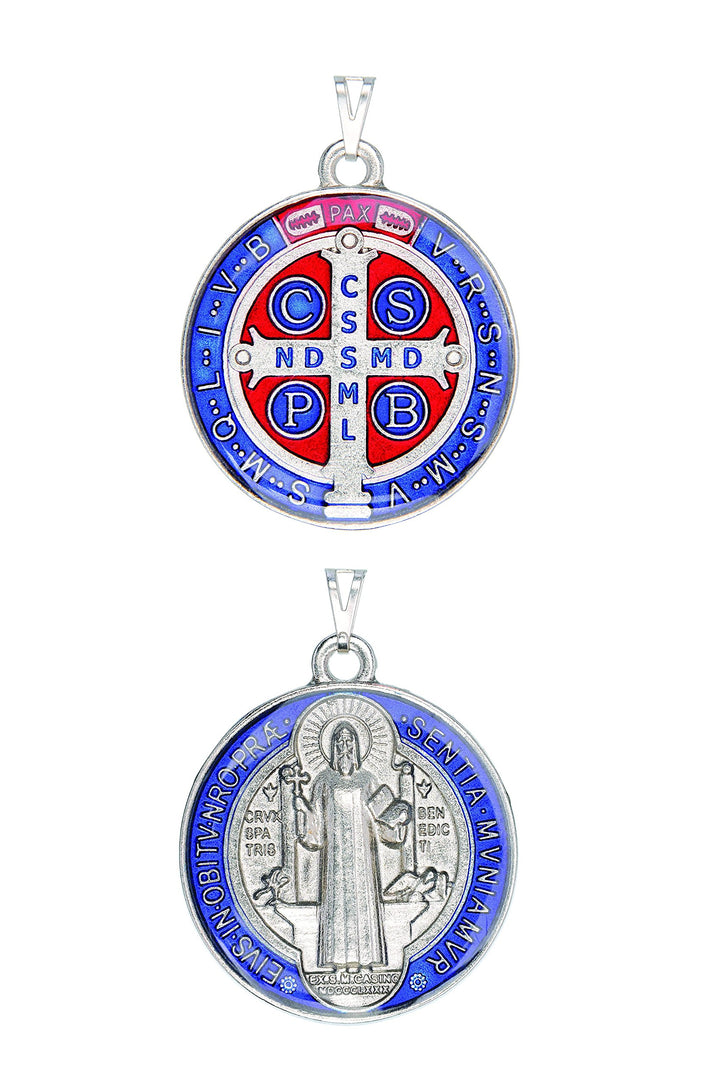 Saint Benedict Color Medal (Silver - Large 1-1/4 Inches)